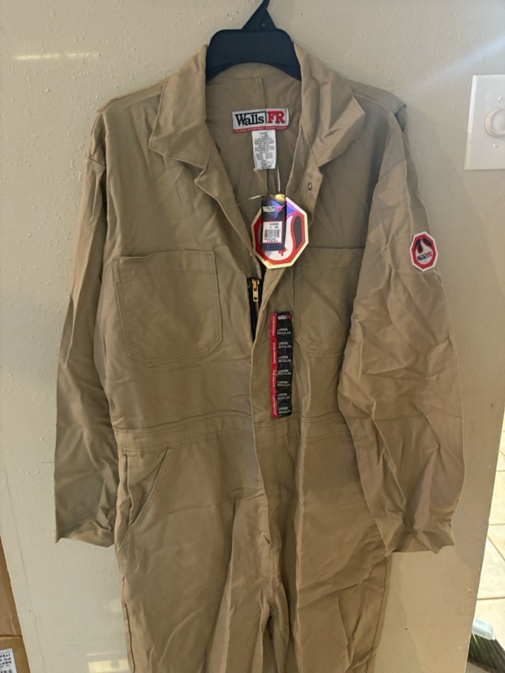 Walls Men’s Flame-Resistant Tan Coverall Size: L